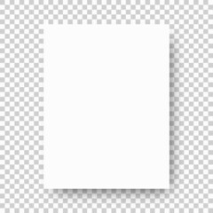 Vector paper template with shadows on a transparent background.