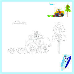 Coloring pages for children. Children's puzzles. colored car