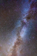 Milky way photographed vertically from the mountain