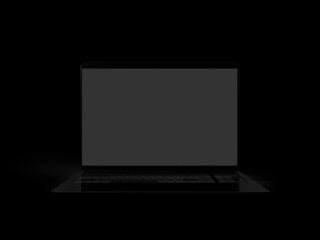 Dark laptop with the dark background