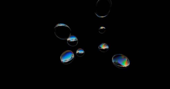 Abstract deformed figure on a black background, metaball iridescent color drop. Computer generated bubble.