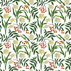 Seamless vector floral plant pattern for various design