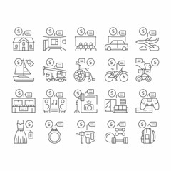 Rental Service Business Collection Icons Set Vector .
