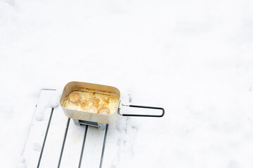 冬キャンプ　メスティンでホタテの天ぷら料理