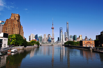 Fototapeta na wymiar Suzhou Riverside City Skyline Complex, Shanghai, China