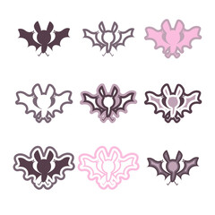 Set of Bat in line art style