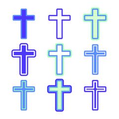 Set of Cross in line art style