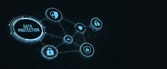Internet, business, Technology and network concept. Cyber security data protection business technology privacy concept. 3d illustration