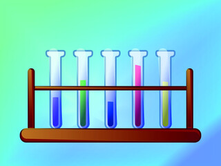 Test tubes in a stand, vector illustration of chemistry