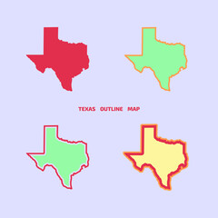 Texas map line art in flat design