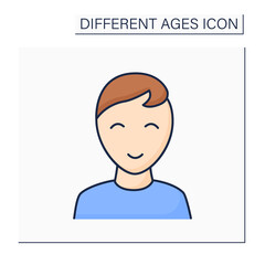 Early childhood color icon. Preschool period. Young boy. Different ages concept. Isolated vector illustration