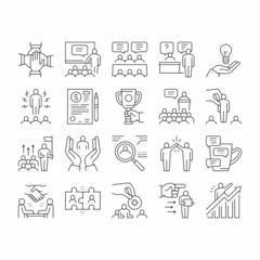 Business Situations Collection Icons Set Black Vector .