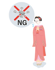 ドローンの使用禁止をお願いする舞妓さん