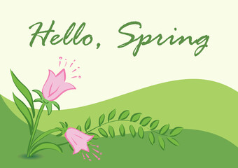 floral background - Hello Spring - vector banner with flowers