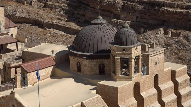 Close-up of domes of Greek Orthodox monastery of Mar Saba in the West Bank (Palestinian Territories)
