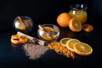 Orange tea with cinnamon, cloves and anis
