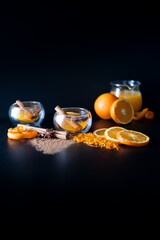 Orange tea with cinnamon, cloves and anis