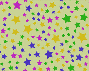 Pattern with colorful stars on a yellow background.