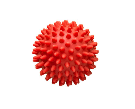 Red Rubber Plastic Spiny Massage Ball Isolated On White