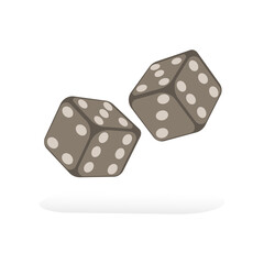 Dice, two cubes for gambling or divination. Vector flat illustration