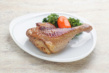 Roasted duck leg with orange sauce