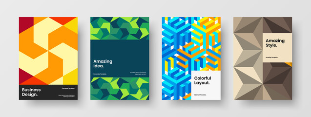 Naklejka premium Clean mosaic shapes book cover layout composition. Abstract leaflet A4 design vector illustration collection.