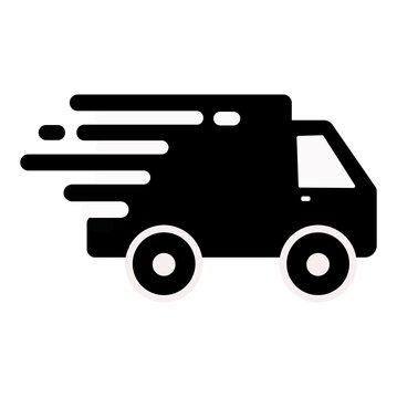 Truck icon. Flat vector illustration in black on white background.