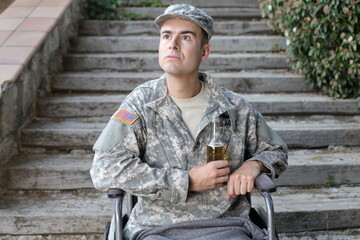 Injured soldier with PTSD drinking alcohol