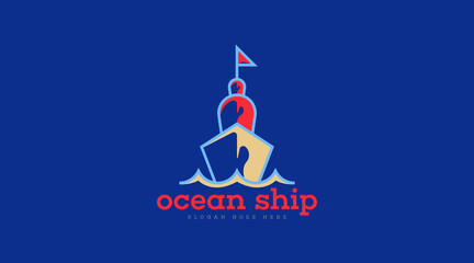 Fototapeta na wymiar Ship Logo Concept Design Vector. Ship Logo for Travel and Holiday
