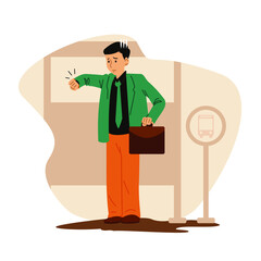 Illustration graphic of Late For Work. Perfect for banner, social media, etc.