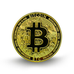 gold coin cryptocurrency isolated on white background