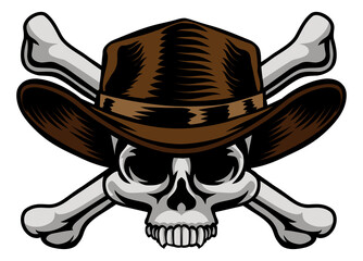 Cowboy Hat Western Skull Pirate Cross Bones