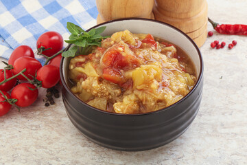 Caucasian Mangal salad with baked vegetables