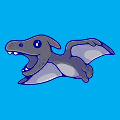cute stegosaurus pteranodon illustration suitable for mascot sticker and t-shirt design © Cikiz