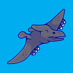 cute stegosaurus pteranodon illustration suitable for mascot sticker and t-shirt design © Cikiz