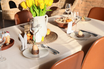 Festive setting on table served for Easter celebration