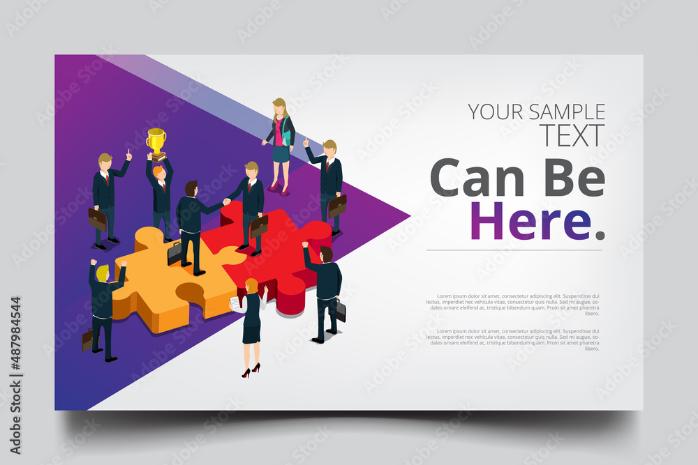 Poster business success isometric with copy space
