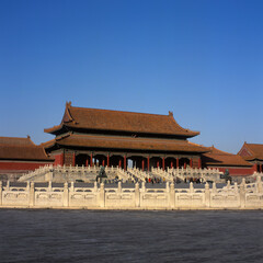 View of the Supreme Harmony Hall, Tai he Men,  in the Forbidden City, Ming & Qing Dynasty, Beijing,...