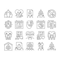 Child Adoption Care Collection Icons Set Vector .