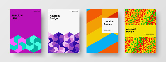 Obraz premium Isolated postcard vector design concept composition. Clean mosaic pattern flyer layout set.