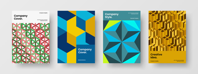 Fototapeta premium Unique geometric pattern cover layout collection. Abstract company identity A4 vector design template bundle.