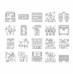 Music Festival Band Equipment Icons Set Vector . © vectorwin