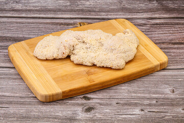 Raw meat schnitzel for roast