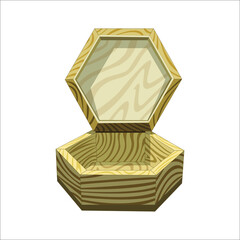 Vintage wooden jewelry box. Isolated on white background. Vector illustration.