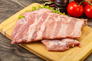Raw pork ribs for cooking