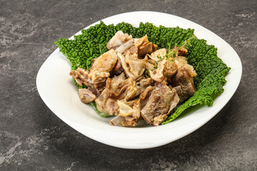 Baled lamb meat in the bowl