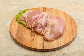 Raw chicken boneless and skinless leg