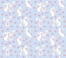 A pattern of cutie bunnies and rabbits family Easter.