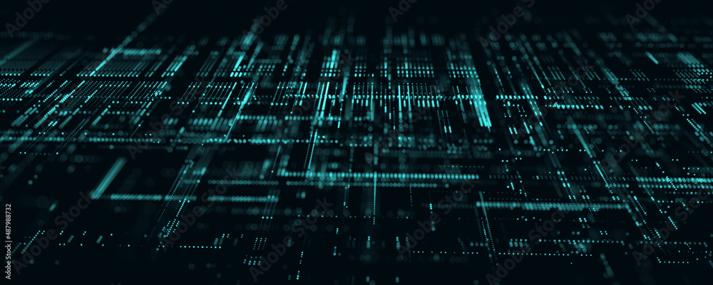 Poster digital blue background of particles. abstract futuristic illustration. big data visualization. tech