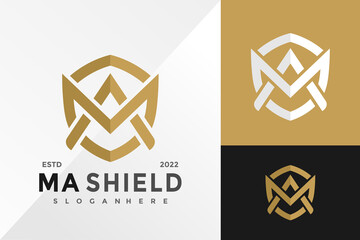 Letter MA or AM Shield Logo Design Vector illustration template